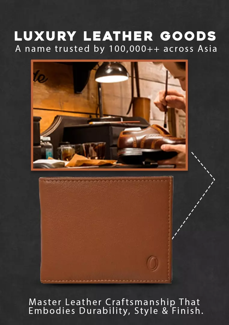 Men Lucky Wallet with no holes - Full Grain Leather Wallet - Bifold Lucky Wallet - BROWN Wallet -3704 Oxhide