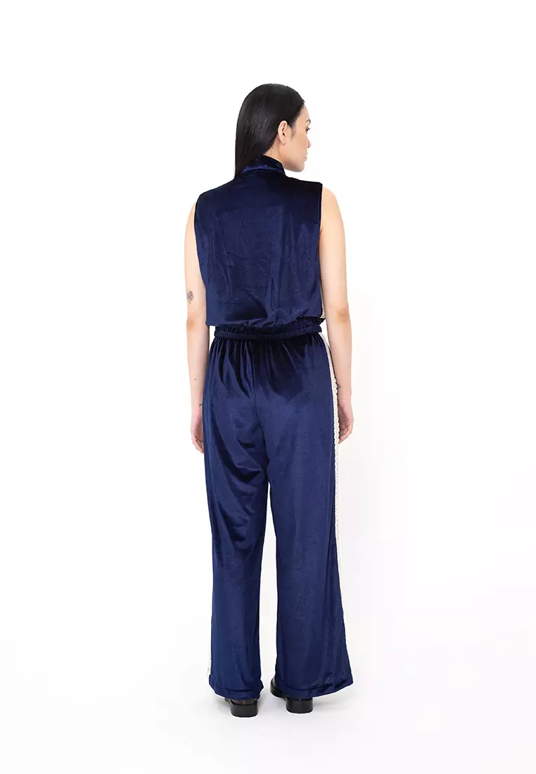 BOWN - Agatha Velvet Track Vest Navy