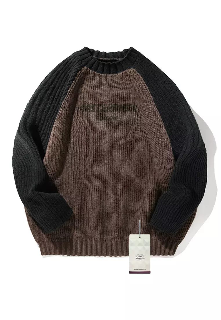 VANSA Contrast Color Splicing Knitted Sweater VCM-Kw-L4112