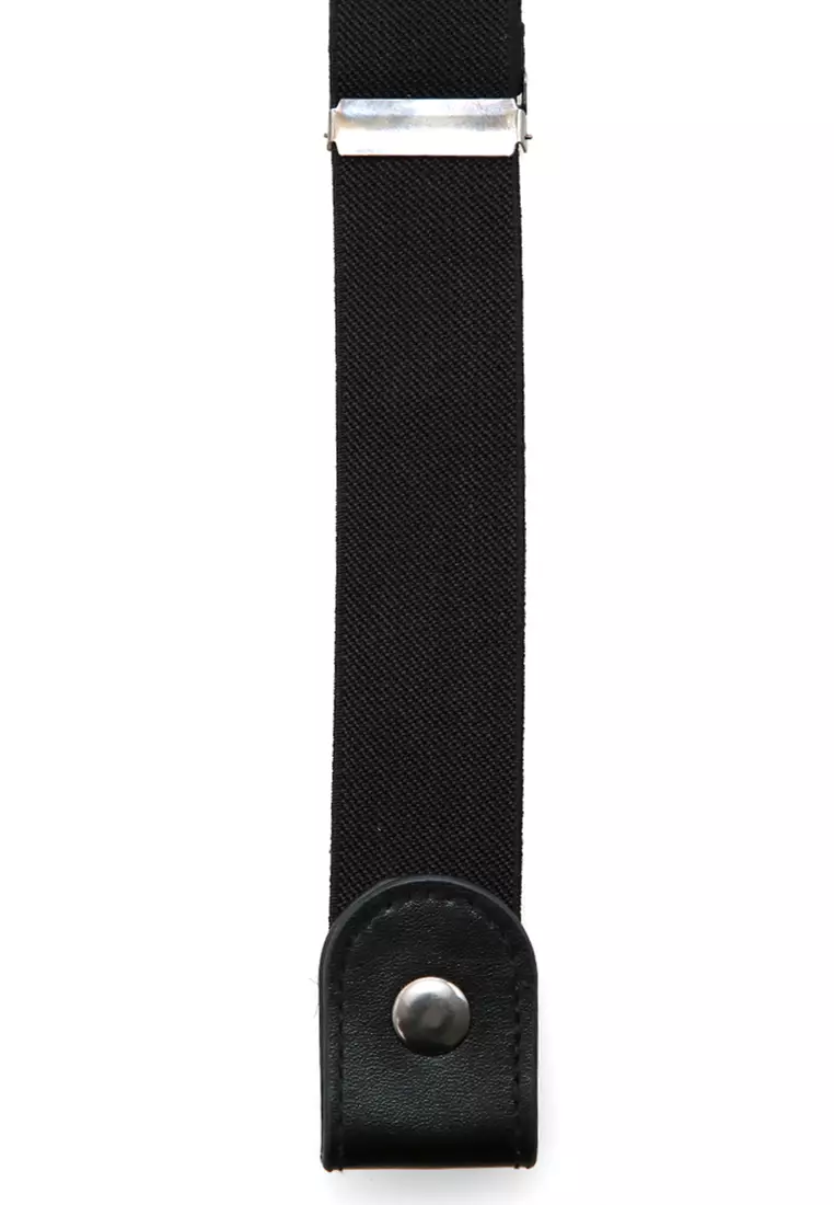 Hasina Aksesoris Fashion Ikat Pinggang Wanita Karet Klip Belt Material Canvas ORIGINAL - Black