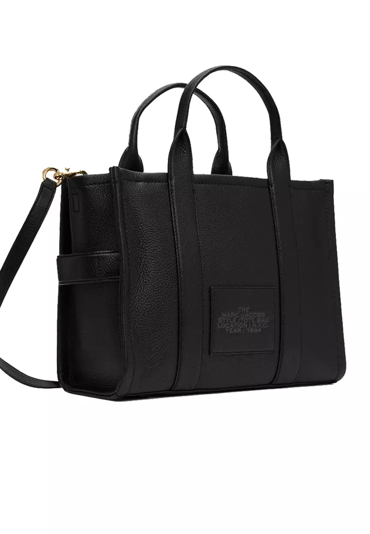 MARC JACOBS The Leather Medium Tote Bag Black H004L01PF21