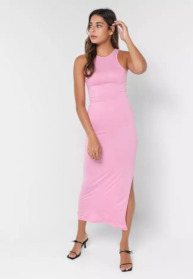 Solid Mead Racer Bodycon Dress