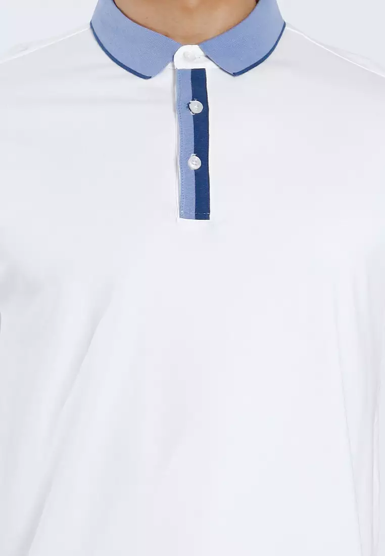 Forest Premium weight Cotton 210gsm Polo Tee Shirt Men Slim Fit Collar Tee | Baju T Shirt Lelaki - 24002-02White