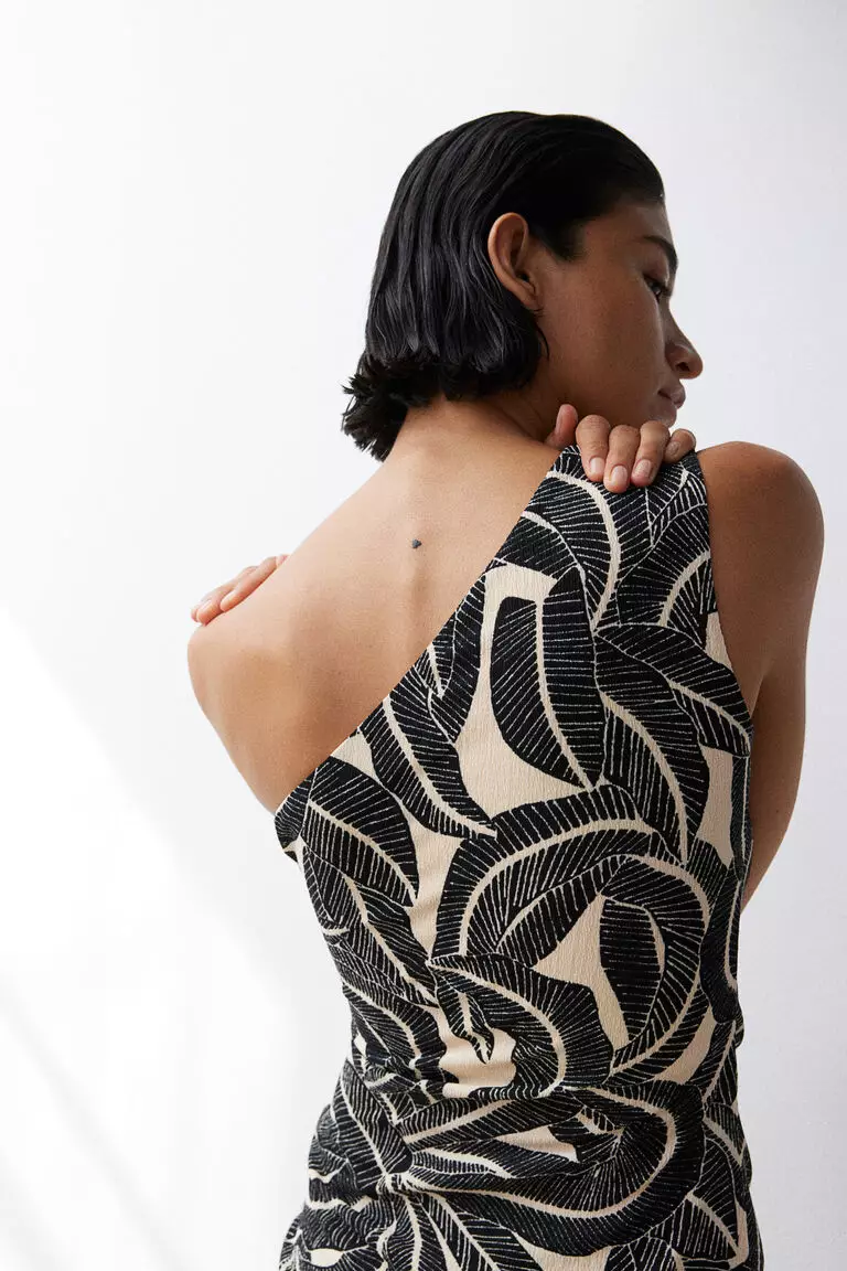 Gathered one-shoulder dress