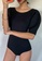 ZITIQUE black Women's Short Sleeve Backless Solid Color One-piece Swimsuit - Black 02DF0US22B2244GS_2