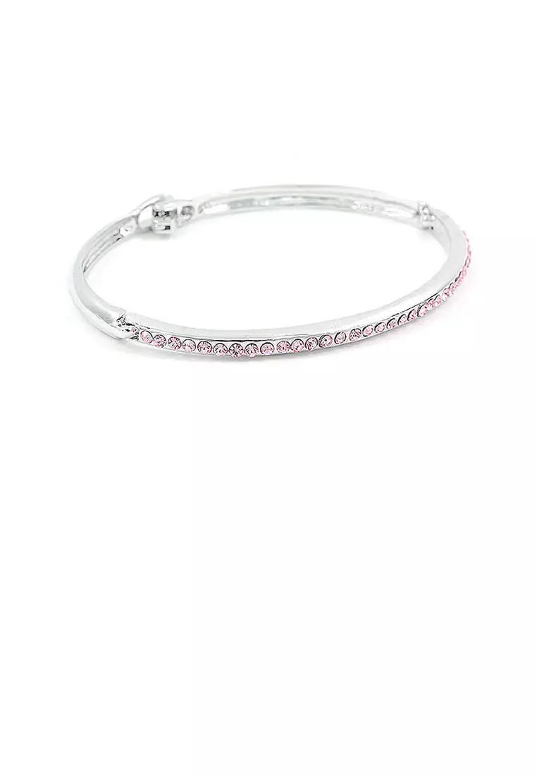 Elegant Bangle with Pink Austrian Element Crystals