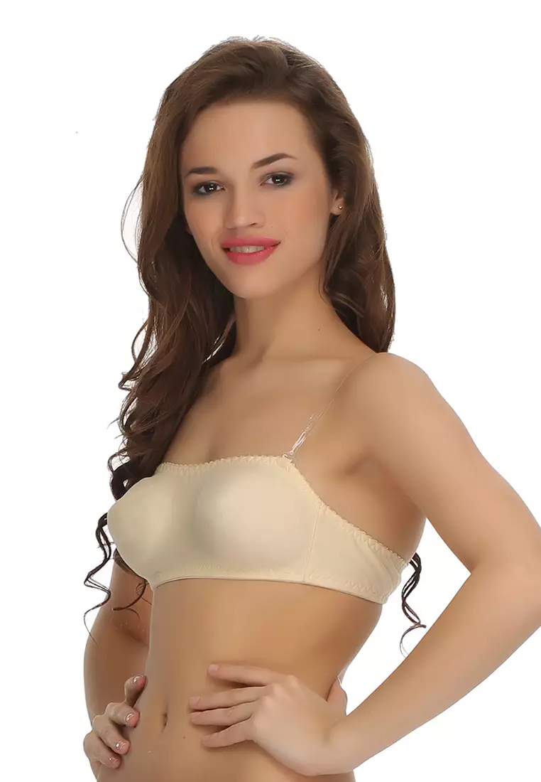 Buy Clovia Balconette Non-Padded Wirefree Tube Bra With Detachable Straps  in Skin - Cotton in Beige 2024 Online