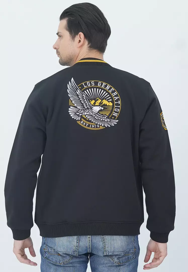 LGS - Jaket Pria - Jaket Baseball - Full Zipper - Bordir Logo - Hitam - JJK.574.214.001.C