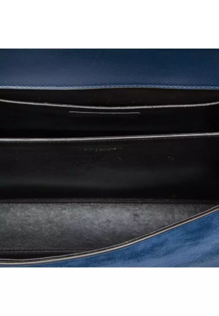 Pre-Loved Saint Laurent Medium Calfskin And Suede Classic Monogram Cassandra Top Handle Bag