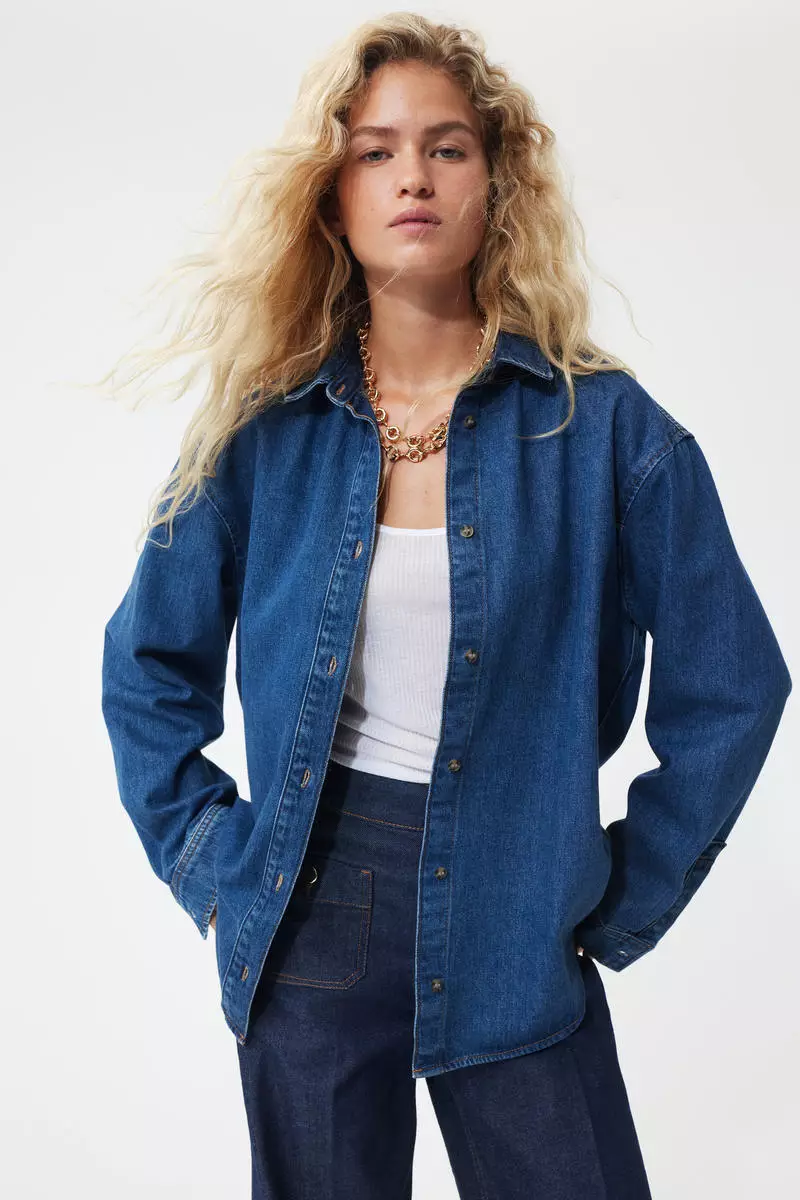 Oversized denim shirt