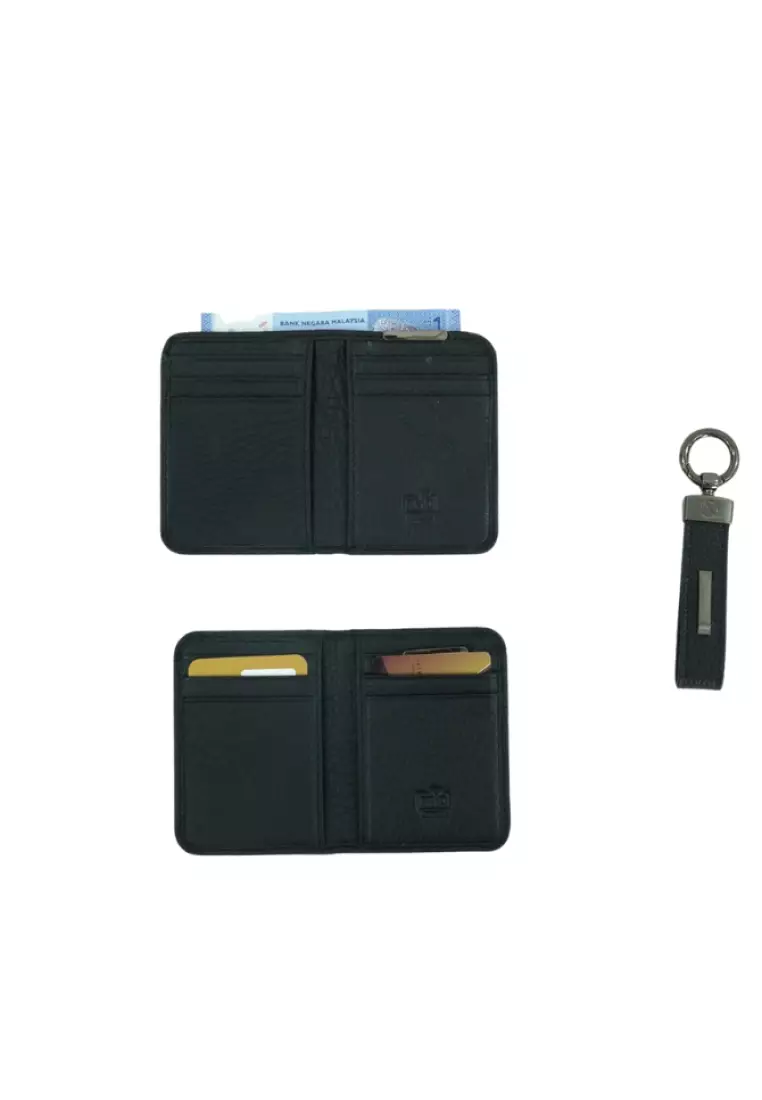 Jack Studio Men's Cow Leather Cardholder & Keychain Gift Set