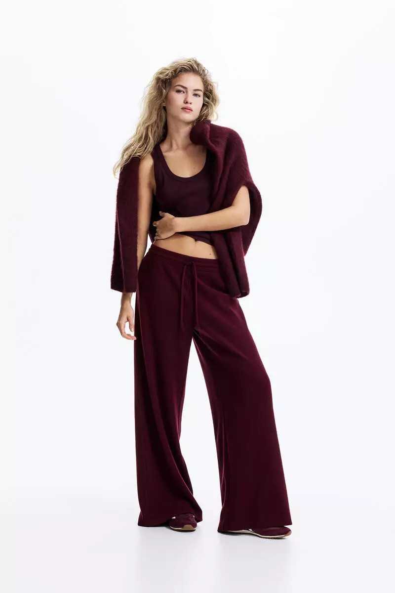 Waffled drawstring trousers