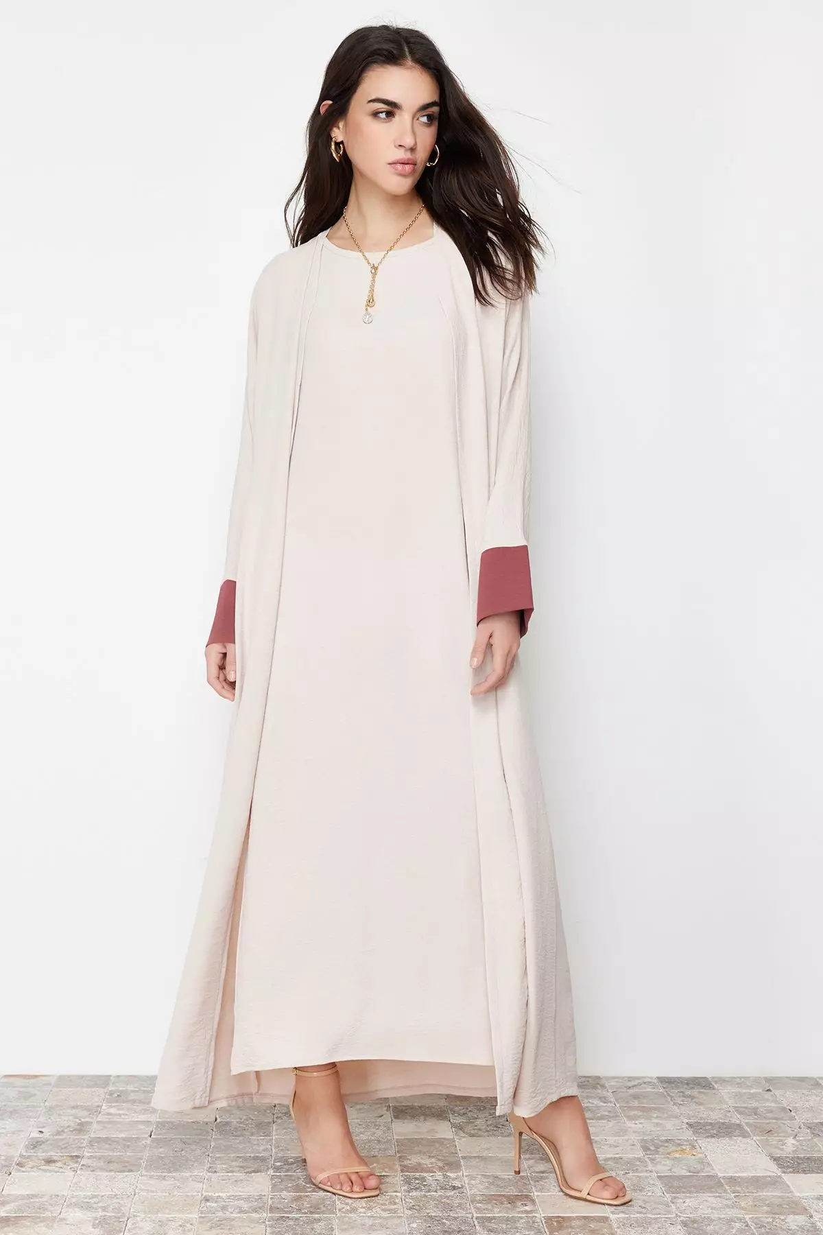 Modest Color Block Abaya 2-Piece Set