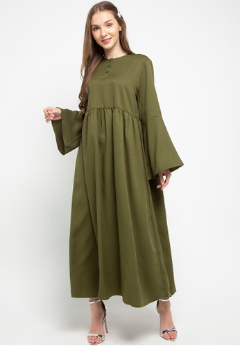 Flare Sleeve Gamis Dress by Zumara  Hijau Lapak Baju  