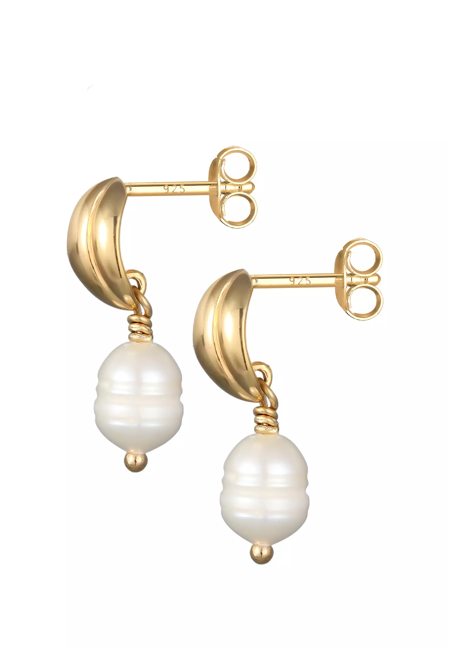 Earrings Stud Spiral Cultured Freshwater Pearls Gold Plated