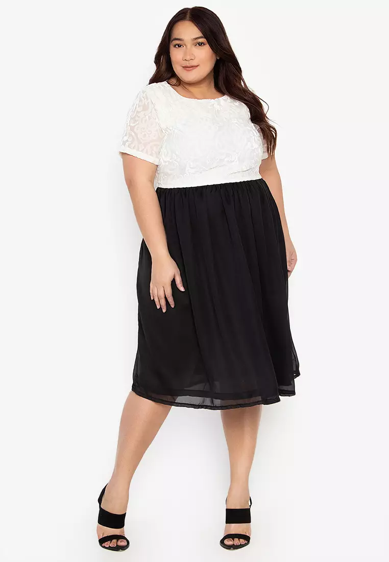 Buy Maxine Plus Size Dress Short Sleeves Velvet Mesh 2024 Online ...