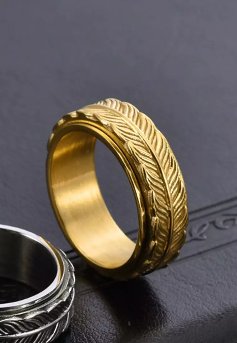 Titanium Steel Rotatable Design Textured Ring JW GS-M425