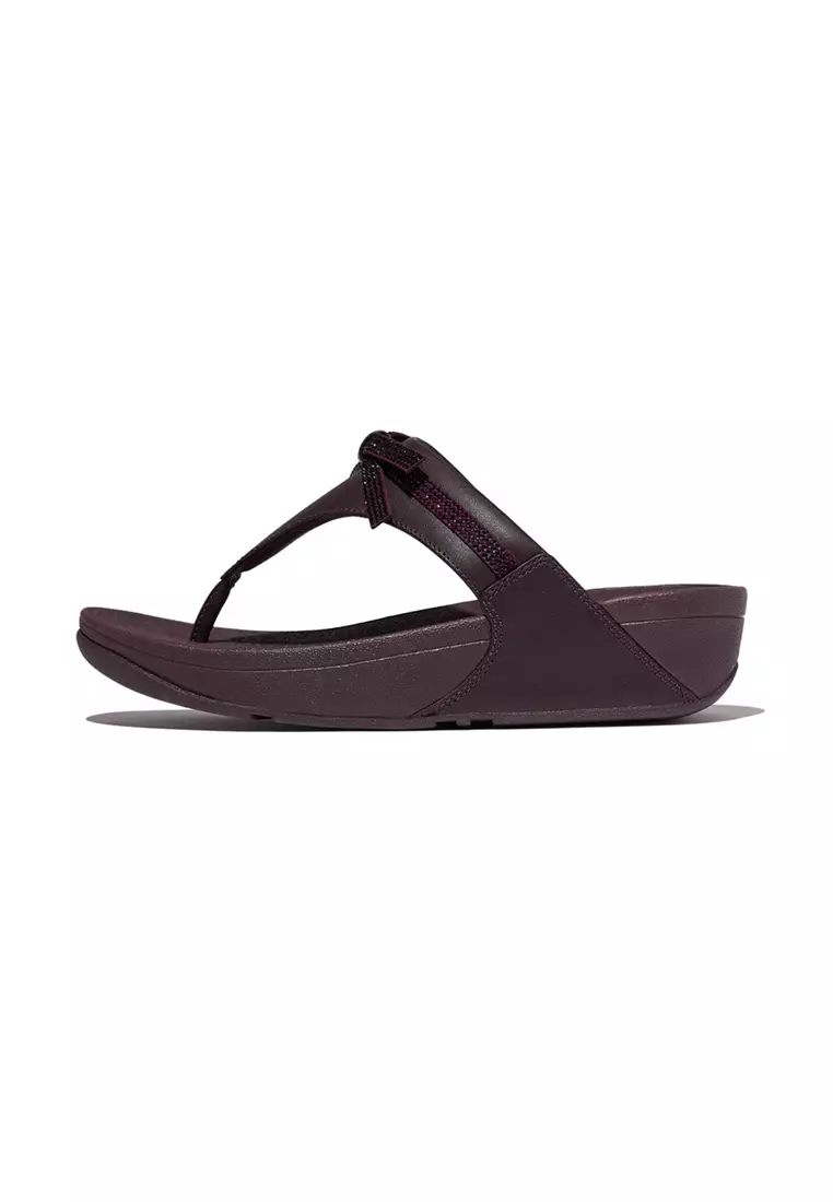 Lulu Glitz-bow Leather Toe-post Sandals