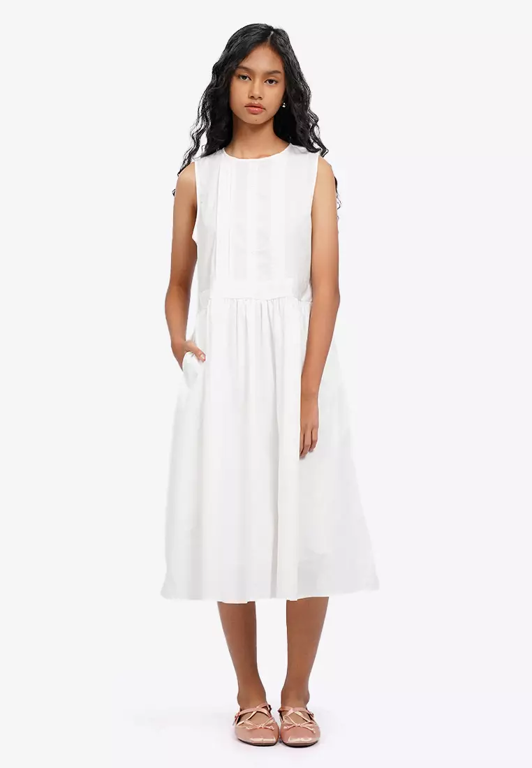 A-Line Sleeveless Pleated Dress