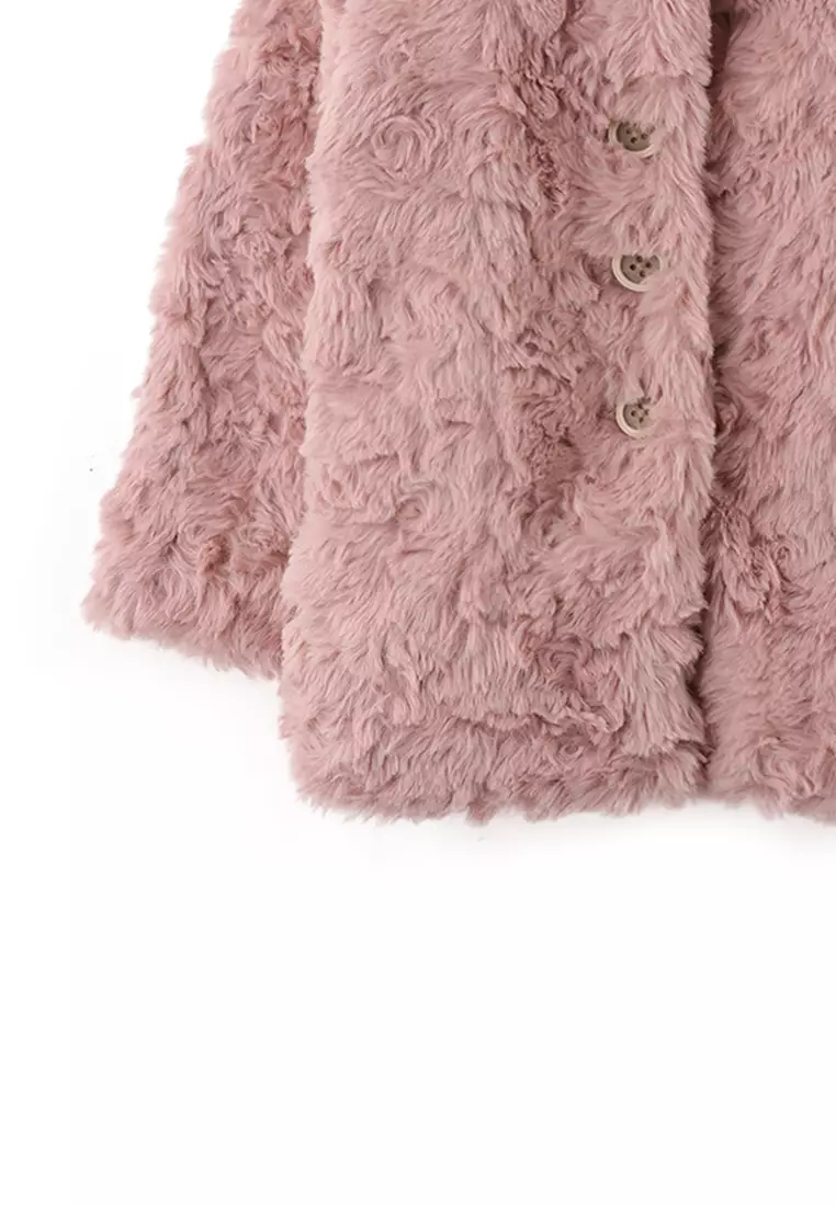 Baby Girls Faux Fur Coat With Collar
