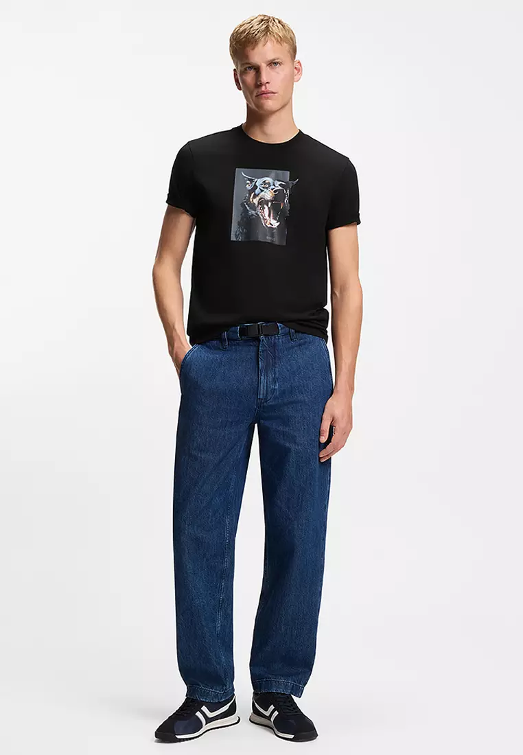 Animal Artwork Cotton Jersey T-Shirt - BOSS Orange