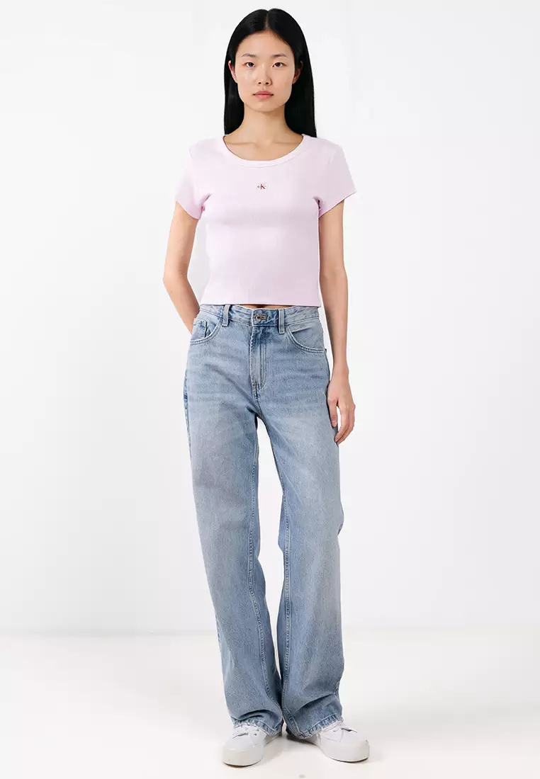 羅紋短版T恤 - Calvin Klein Jeans