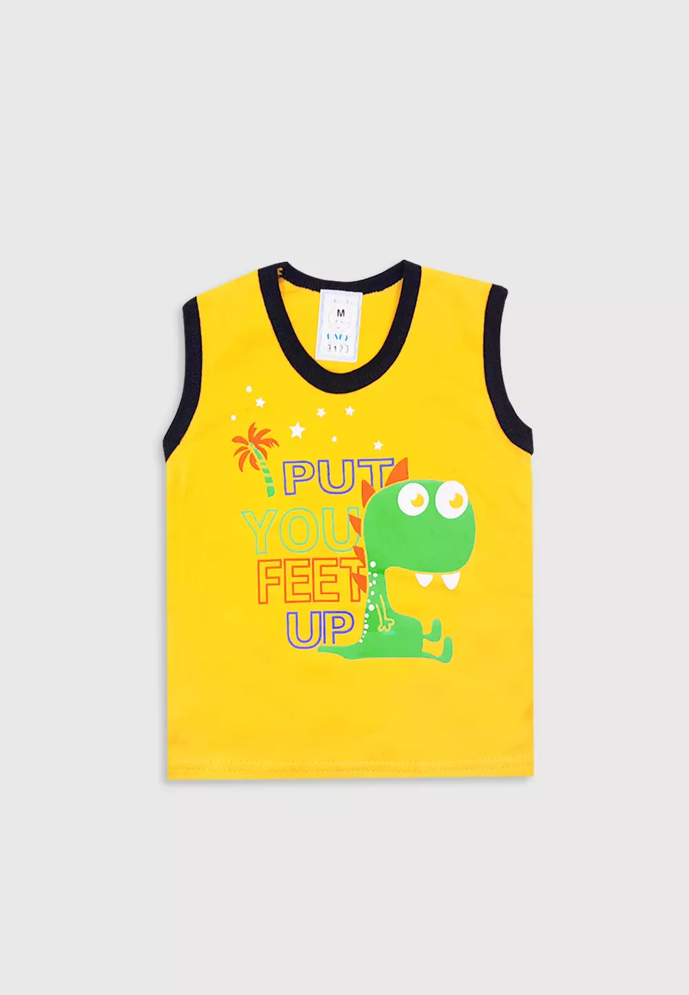 Wakakids Setelan Baju Singlet Bayi Anak Laki Laki Usia 6 Bulan Hingga 12 Bulan Motif Put You Dino 3123 Kuning