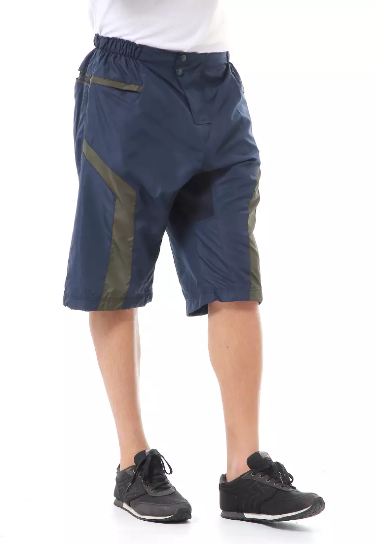 Grissham Celana Pendek Pria Short Pants Kasual Motif List Material Parasut ORIGINAL - Navy