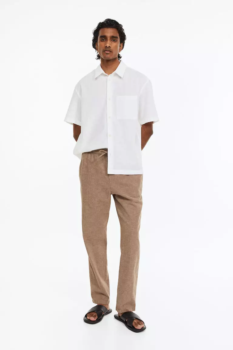 EQ Wave Linen Reg Trousers Smt