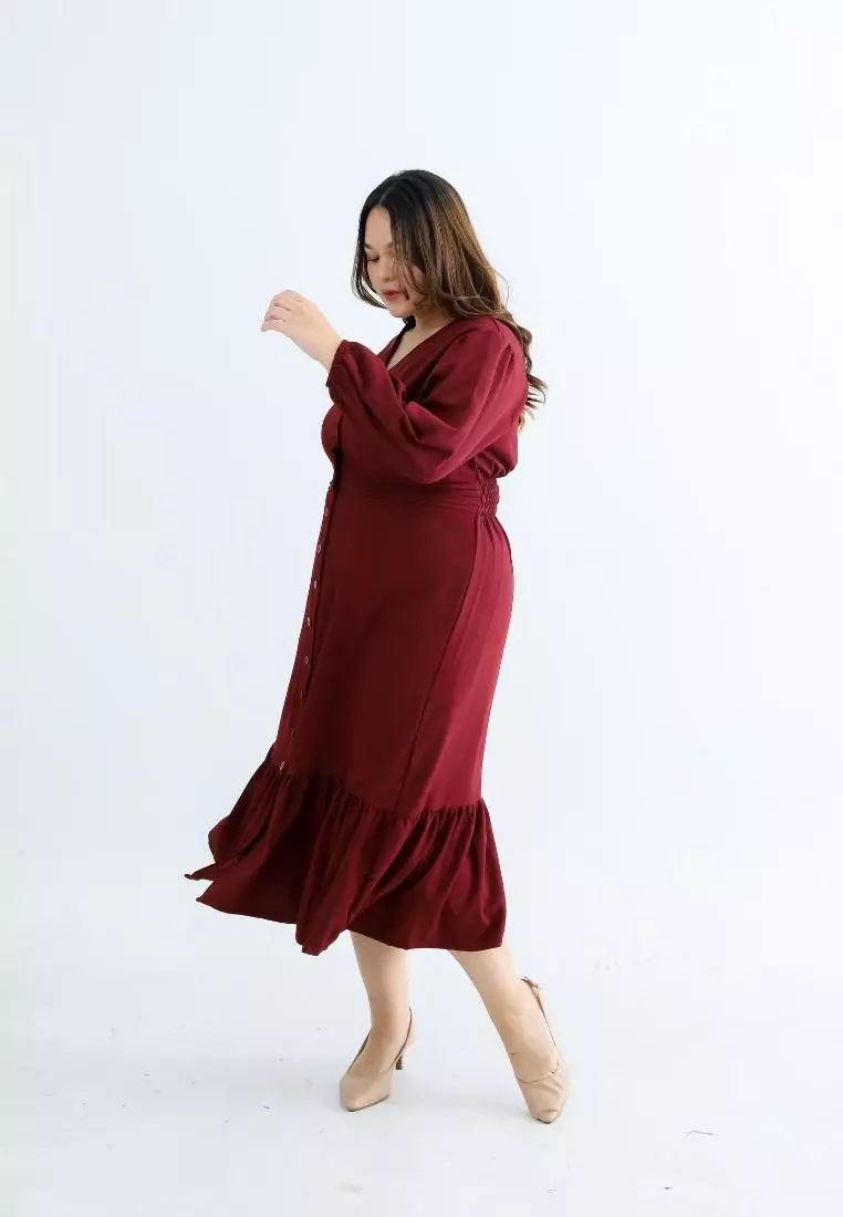Plus Size Dress Magica Maroon