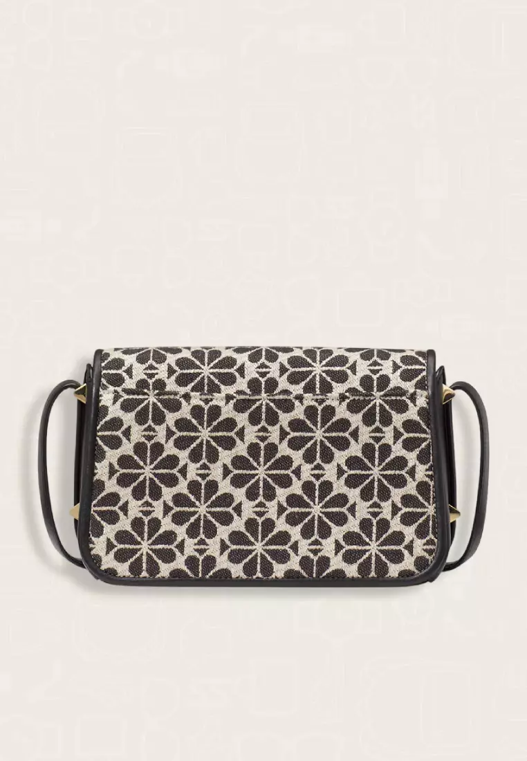 Kate Spade Spade Flower Jacquard Small Flap Crossbody Black