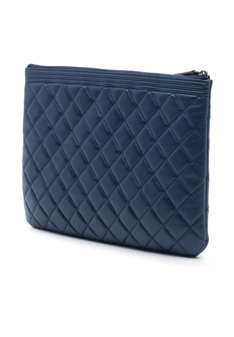 Pre-Loved Chanel Medium Quilted Lambskin Boy O Case Clutch