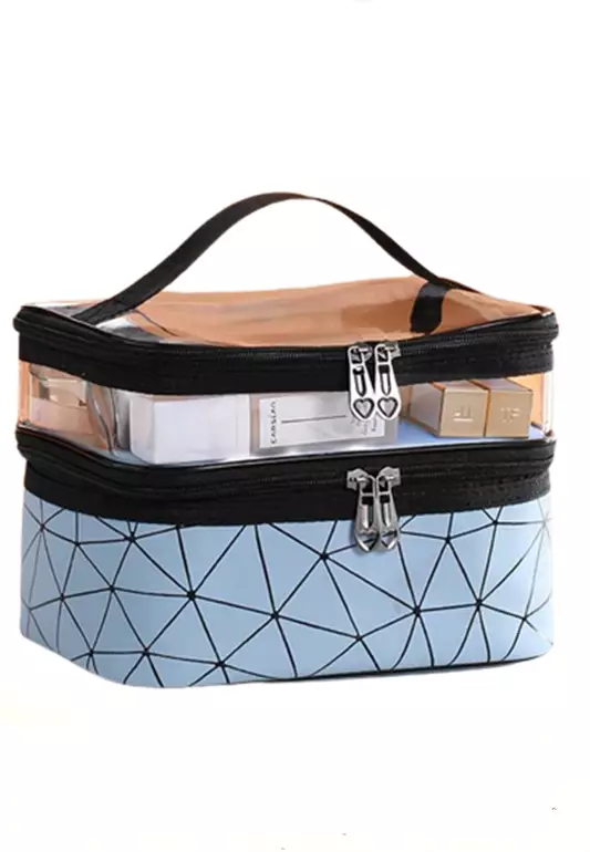 Elmar Tas Kosmetik Make Up Travel Wanita Organizer Bag Material Nylon Vinil ORIGINAL - Blue