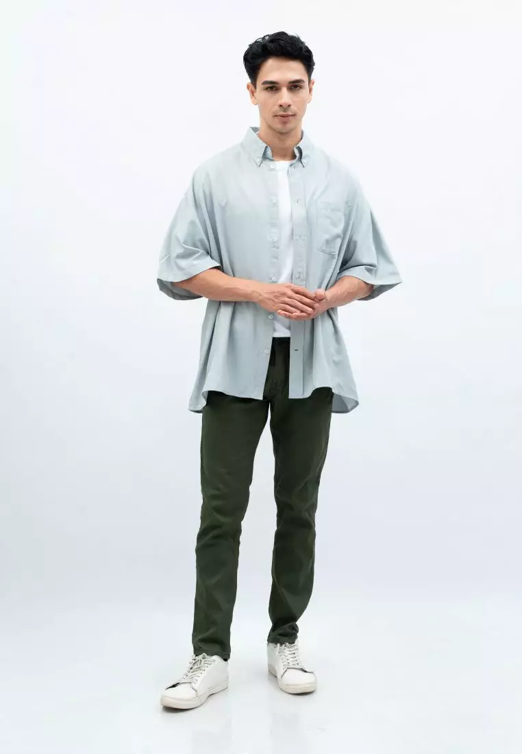 Houseofcuff Kemeja Oversize Jumbo Lengan Pendek Pria Unisex Mint