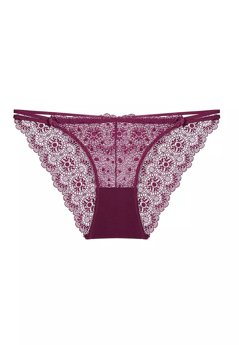 Women's European Style Sexy Lace-trimmed Lingerie Set (Bra And Underwear) - Red