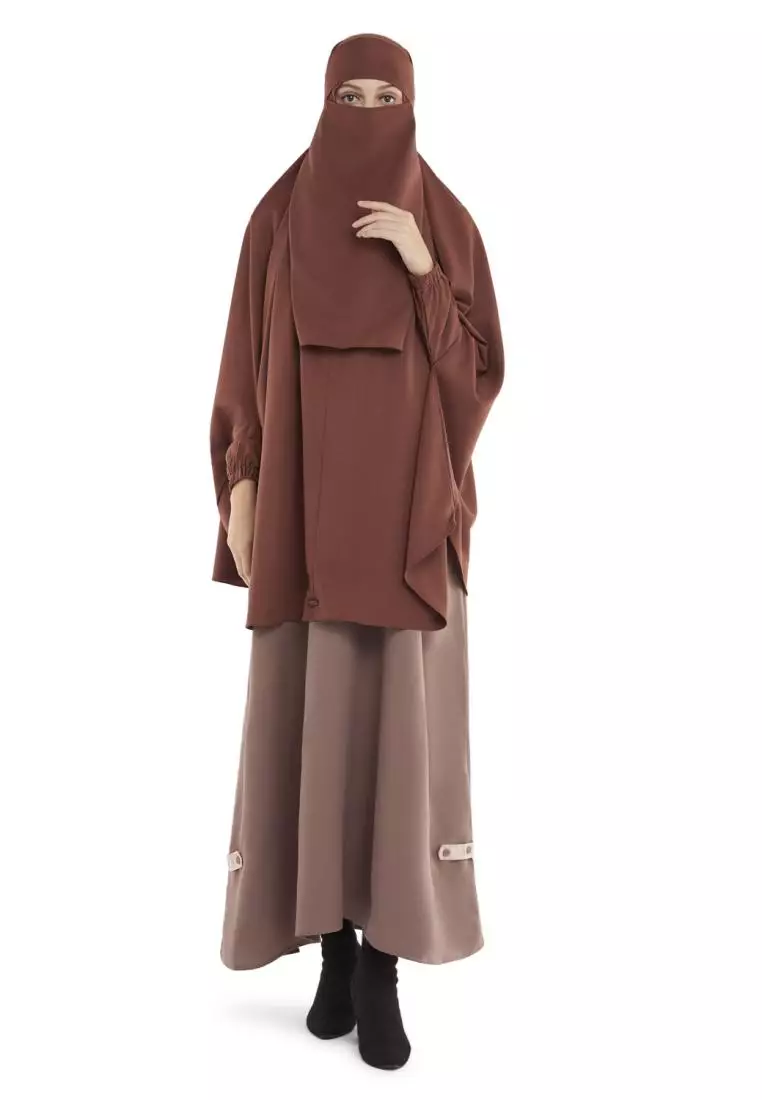 Queenza Zayidan French Khimar Hijab Jumbo Kanza - Coklat