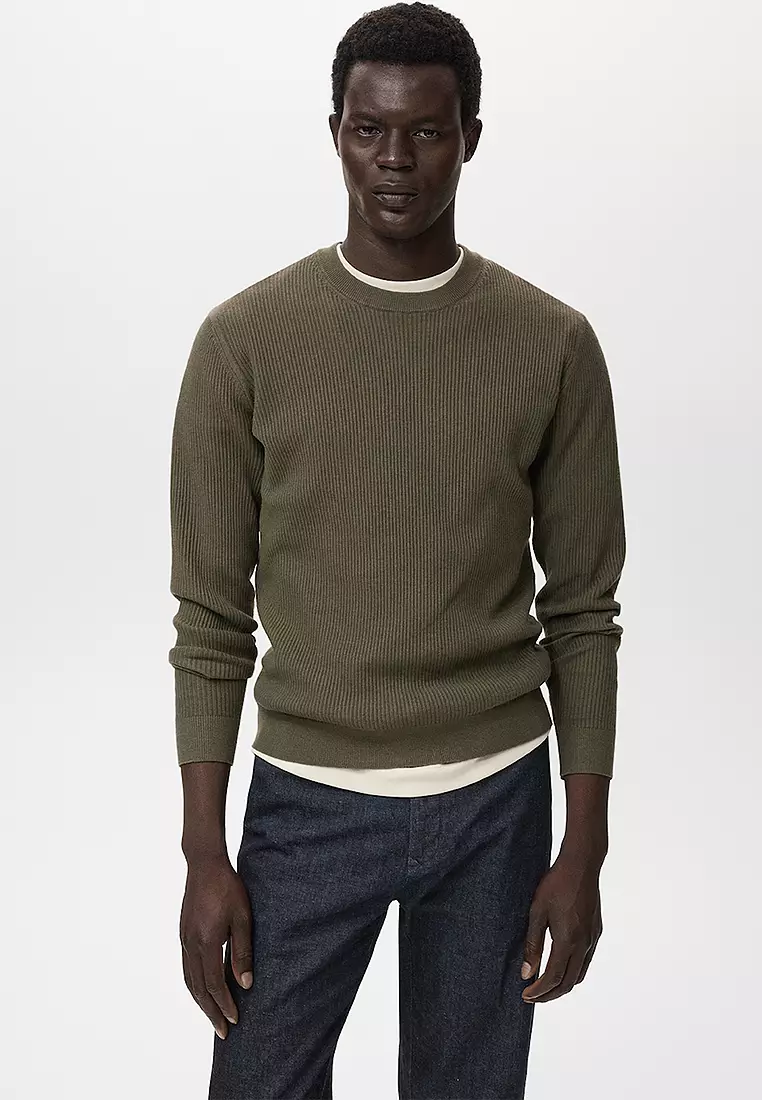 Fine Rib-Knit Cotton Sweater