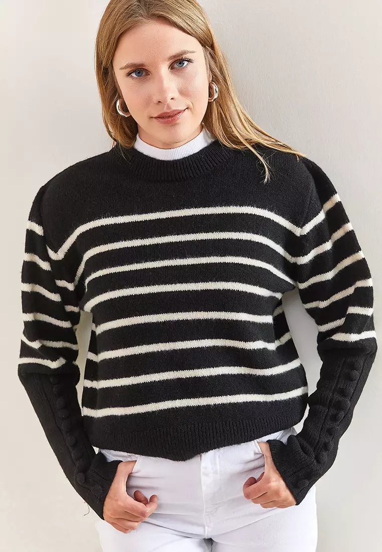 Striped Knitwear Sweater with Cufflinks