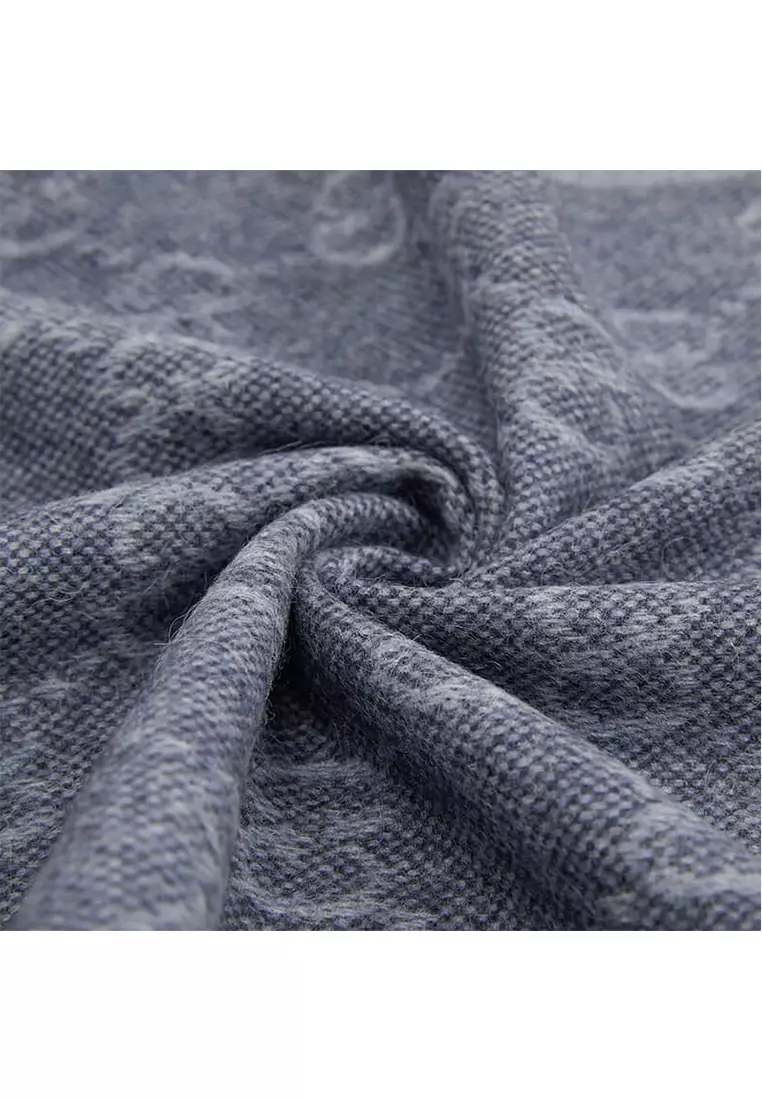 GG Logo Wool Scarf in Blue 570603 3G200