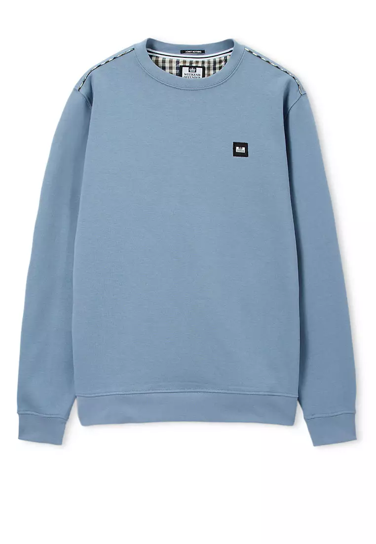 MENS BLUE SHADOW VEGA CREW WITH MID HOUSE CHECK PIPING