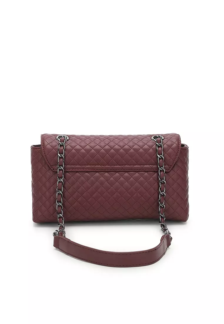 Women's Quilted Sling Bag / Crossbody Bag - Wine Red