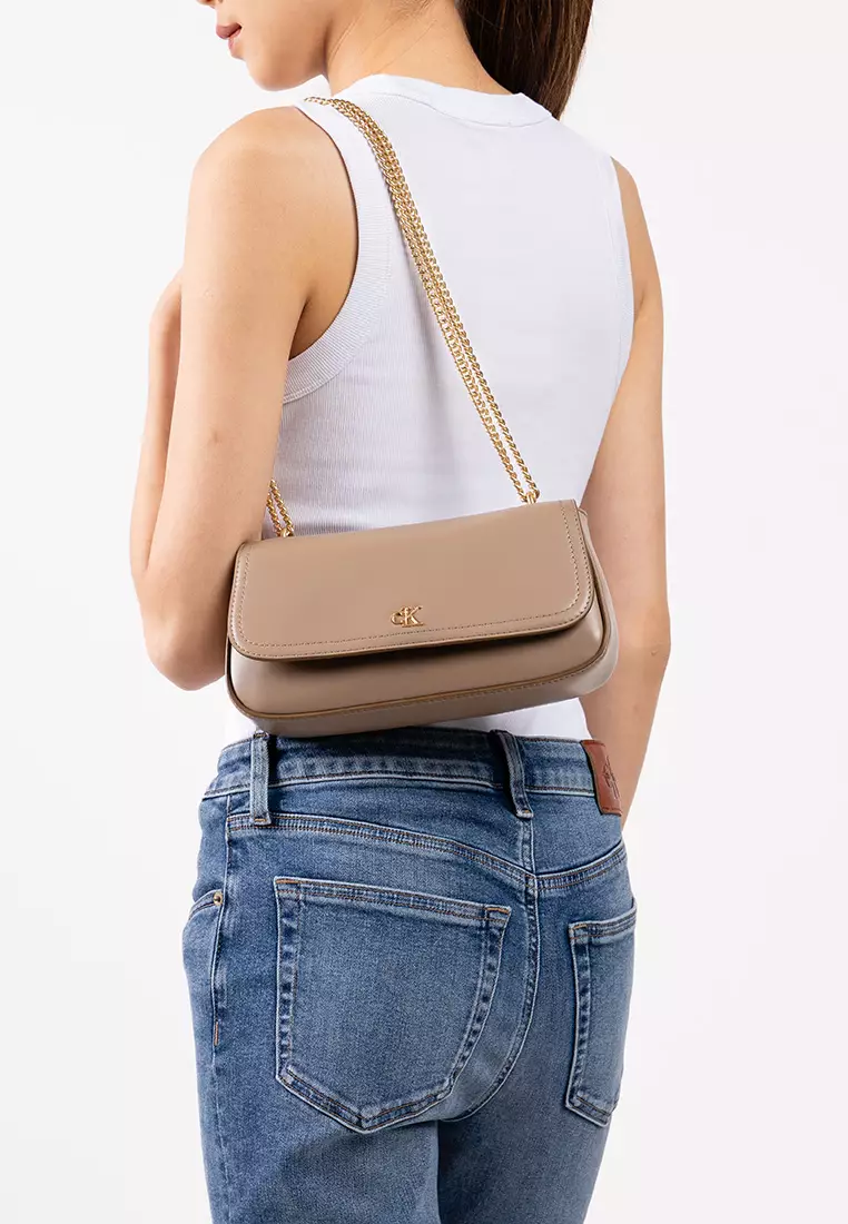 Monogram Logo Hardware Chain Small Shoulder Bag  - Calvin Klein Accessories