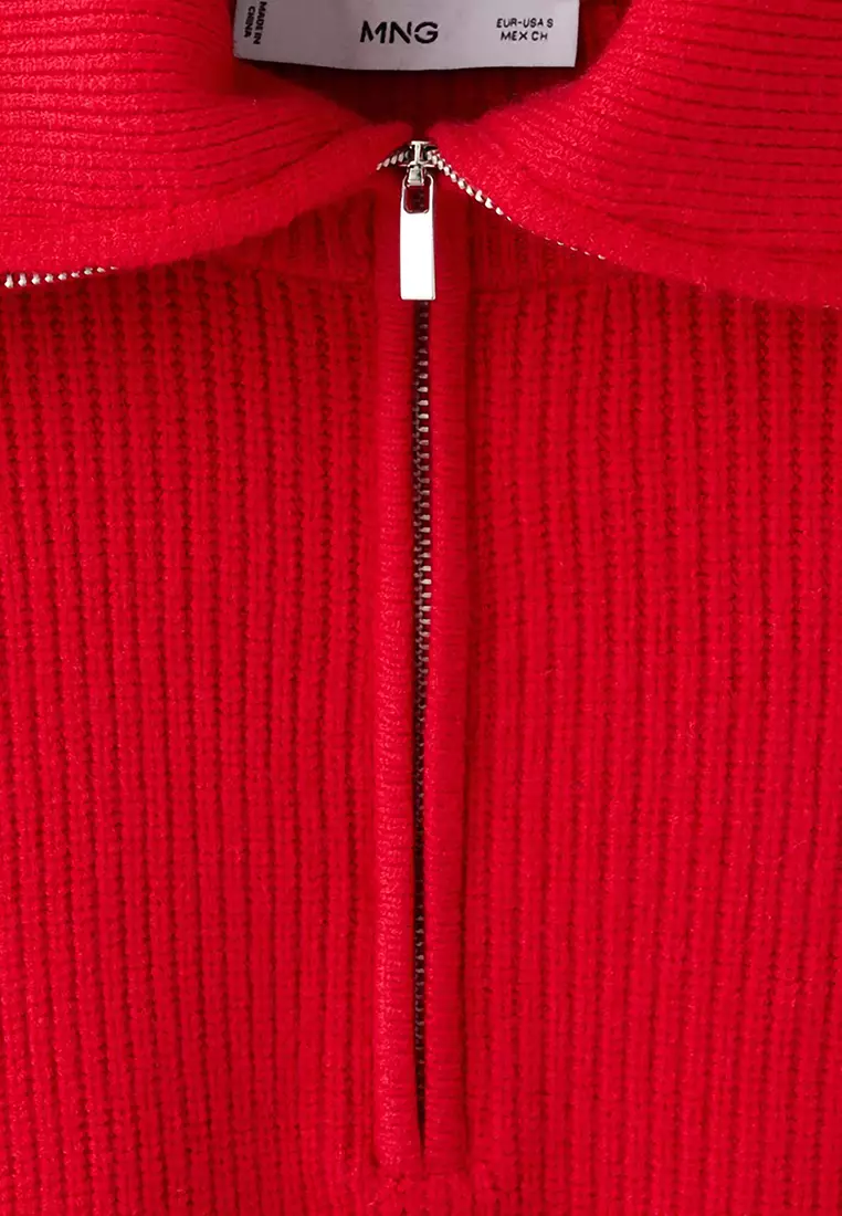 Sweater with Contrasting Zip Collar