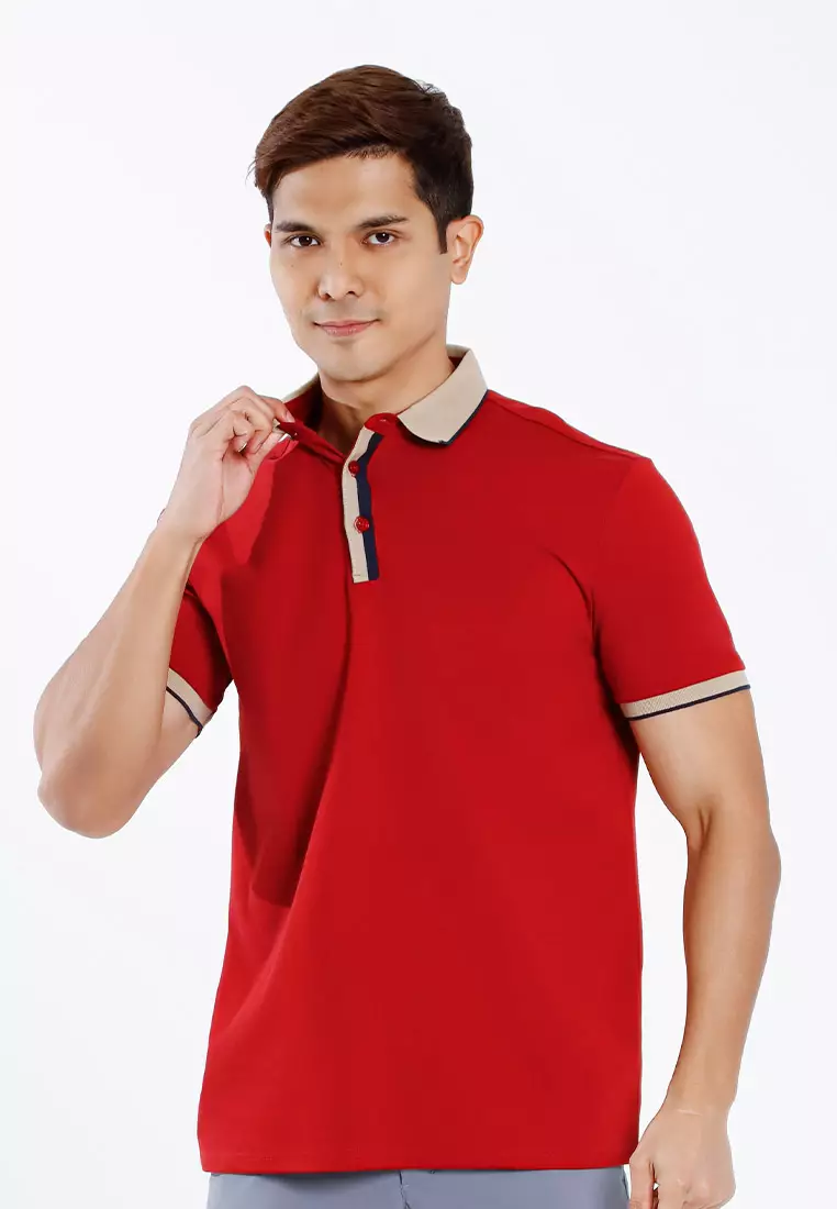 Forest Premium weight Cotton 210gsm Polo Tee Shirt Men Slim Fit Collar Tee | Baju T Shirt Lelaki - 24002-56Maroon