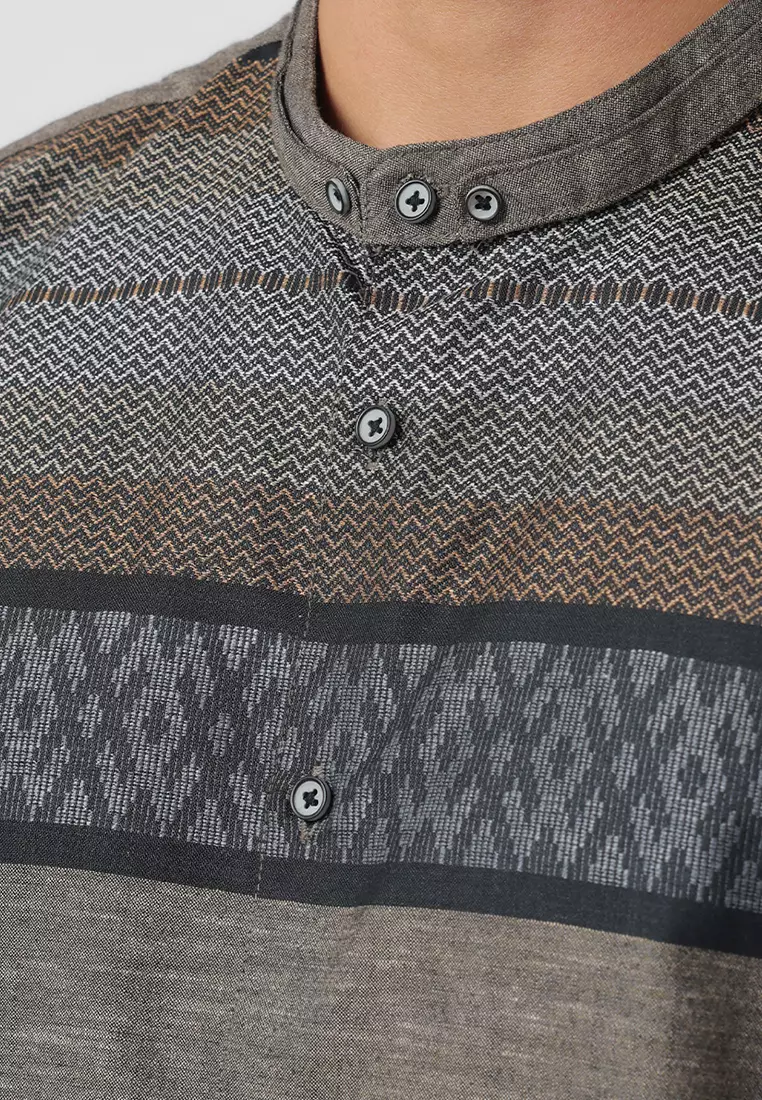 Kemeja Koko Pria Lengan Pendek Baju Muslim Pria AMMAR GREEN OLIVE