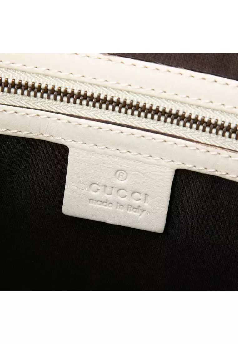 Pre-Loved Gucci Calfskin And Gg Canvas Nailhead Tote
