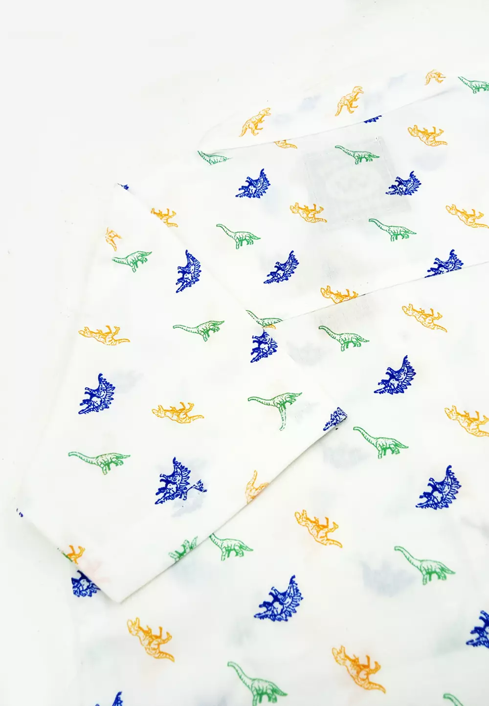 Wakakids Kemeja Anak Laki Laki Usia 1 Tahun Hingga 8 Tahun Atasan Baju Kerah Shanghai Mandarin Collar Motif Dino Putih Full Printing 4263 Vensk