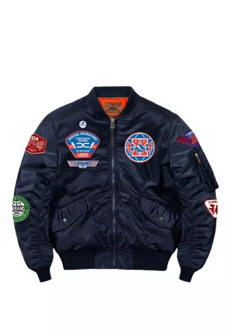 Jaket Bomber Full Bordir Waterproof A493 NAVY