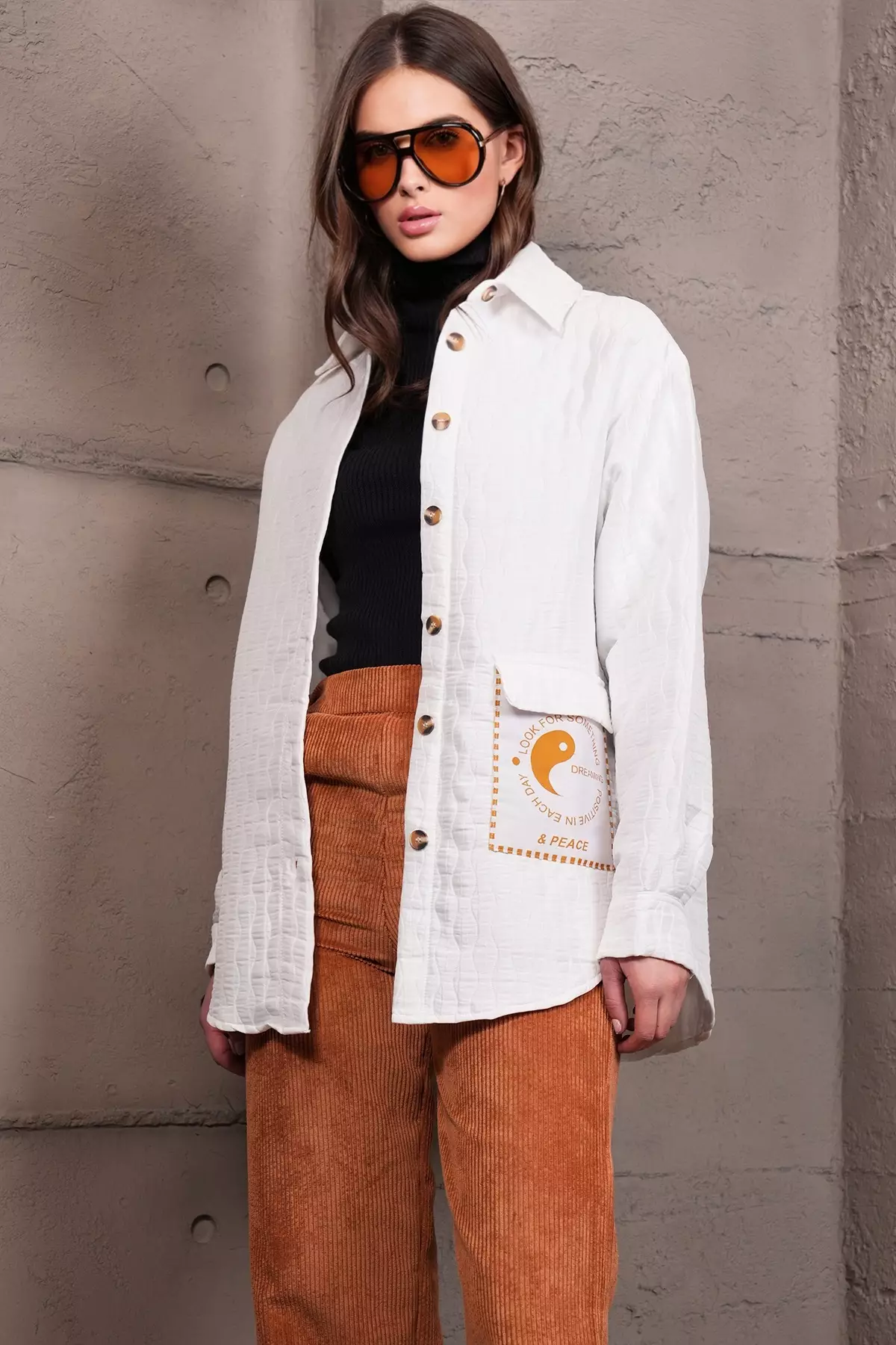 Women'S White Pocket Detailed Quilted Shirt Jacket Alc-X14986