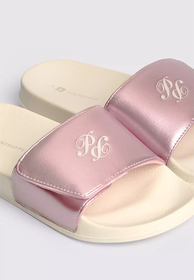 Women's Metallic Leather One Band Slides